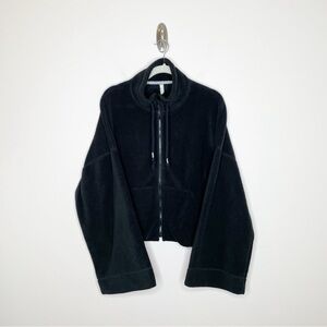 Free People Movement Climb High Bell Sleeve Full Zip Fleece Jacket Black Medium